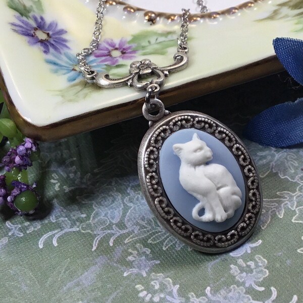 Cat Cameo Necklace Etsy