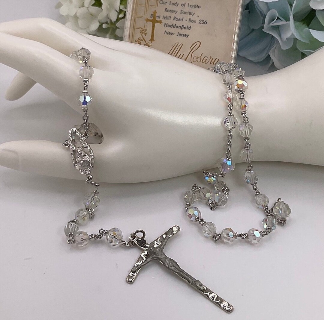 Vintage AB Crystal Rosary Lady of Loreto Rosary Booklet Etsy