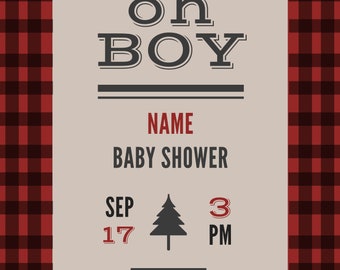 Invito per la baby shower del boscaiolo Oh Boy