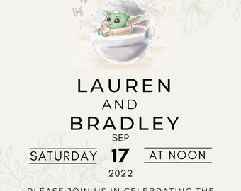 Faire-part de fête prénatale Grogu Star Wars