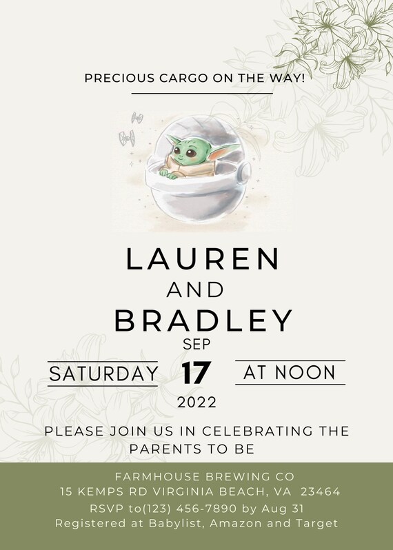Star Wars Grogu Baby Shower Invitation