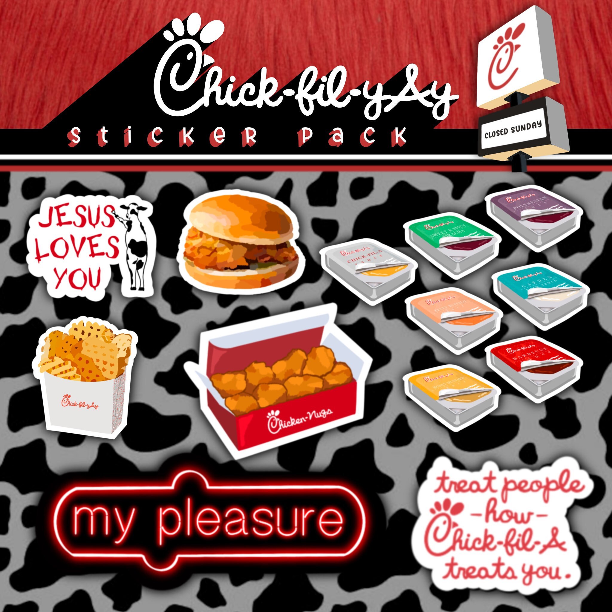 Chick fil A Inspired Sticker Pack Limited Edition Laptop | Etsy
