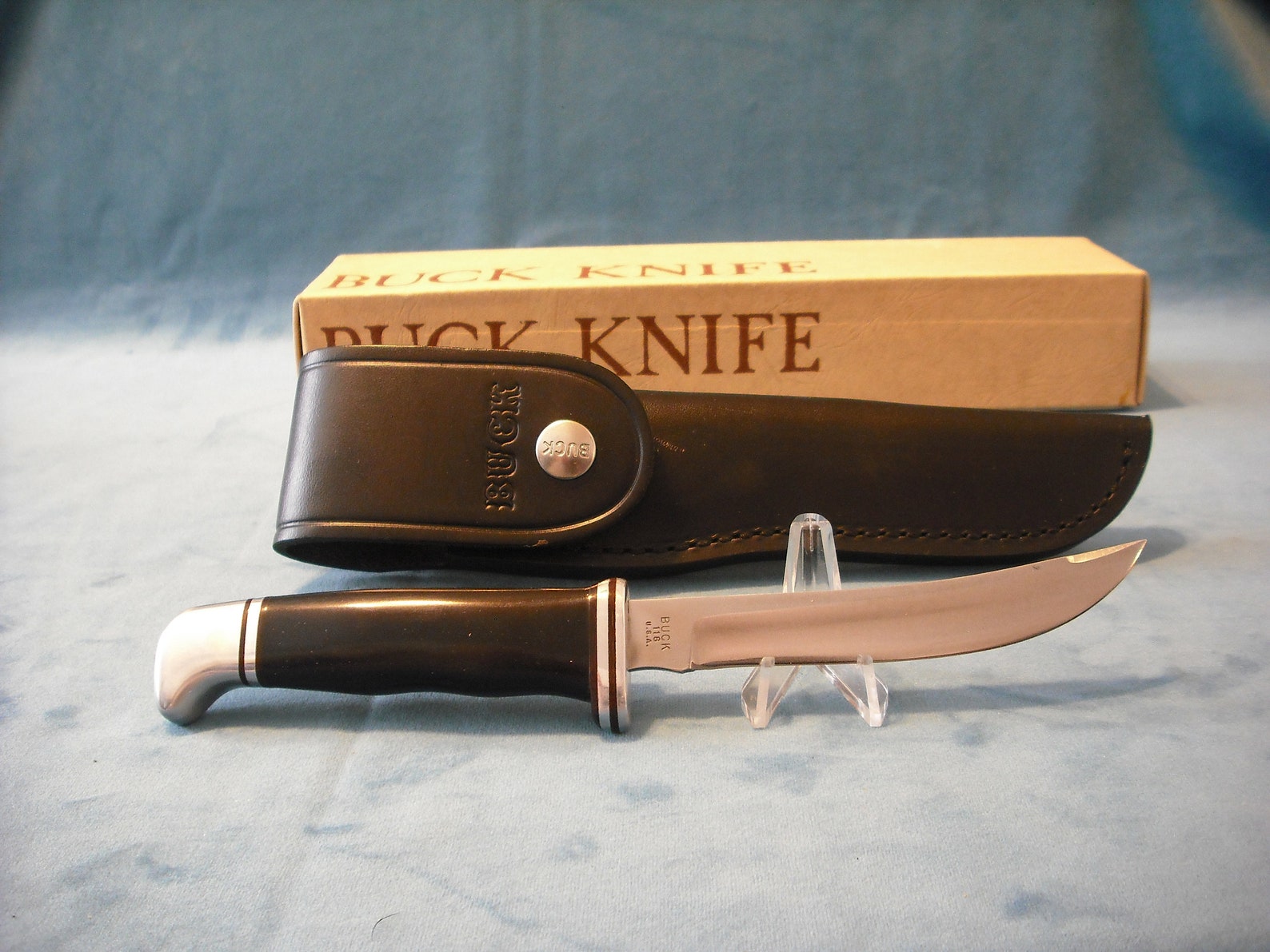 Vintage Buck 118 Fixed Blade Knife with Black Leather Sheath Etsy