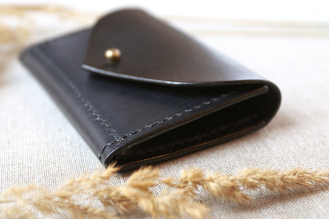 Black Mini Wallet Women Leather Wallet Leather Wallet Gift Etsy