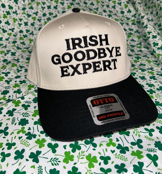 Irish Goodbye Expert Trucker Hat (Black & Cream) SnapBack Cap Irish Goodbye Expert Snapback Hat, St. Patricks Day Trucker  main image 4