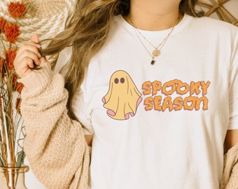 Spooky Season Ghost Shirt, Spooky Pocket Tee, Gift For Halloween, Spooky Season Tshirt, Ghost Shirt, Retro Halloween Shirt, Halloween Shirt