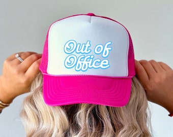 Czapka Trucker Out Of Office, Czapka Wakacyjna, Prezent dla Niej, Czapka Letnia, Zabawna Czapka Trucker, Czapka Wakacyjna, Kapelusz Jeziorny, Kapelusz Plażowy, Kapelusz Rejsowy