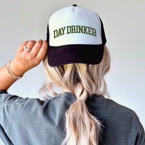 Day Drinker Trucker Hat | Day drinking, college, funny trucker hat, trendy trucker hat