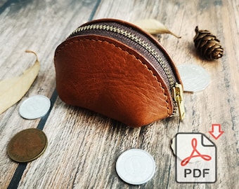 Leather Coin Case Bag, Coin Bag Purse, Erphone Case. Earphone holder PDF Pattern DIY Valentine's day gift Mother's day gift