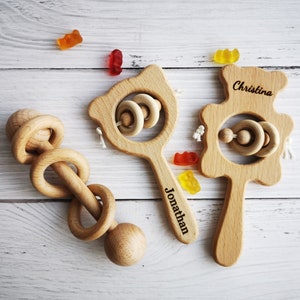Wooden Rattle Personalised Baby Rattle Toy Baby Keepsake Newborn Gift Baby Gift Personalised Gift Montessori Stroller Toy Educational Toys