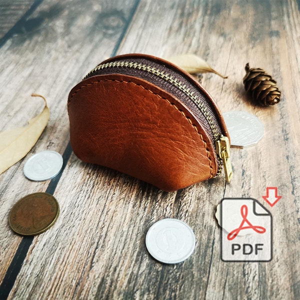 Leather Coin Case Bag, Coin Bag Purse, Erphone Case. Earphone holder PDF Pattern DIY Valentine's day gift Mother's day gift