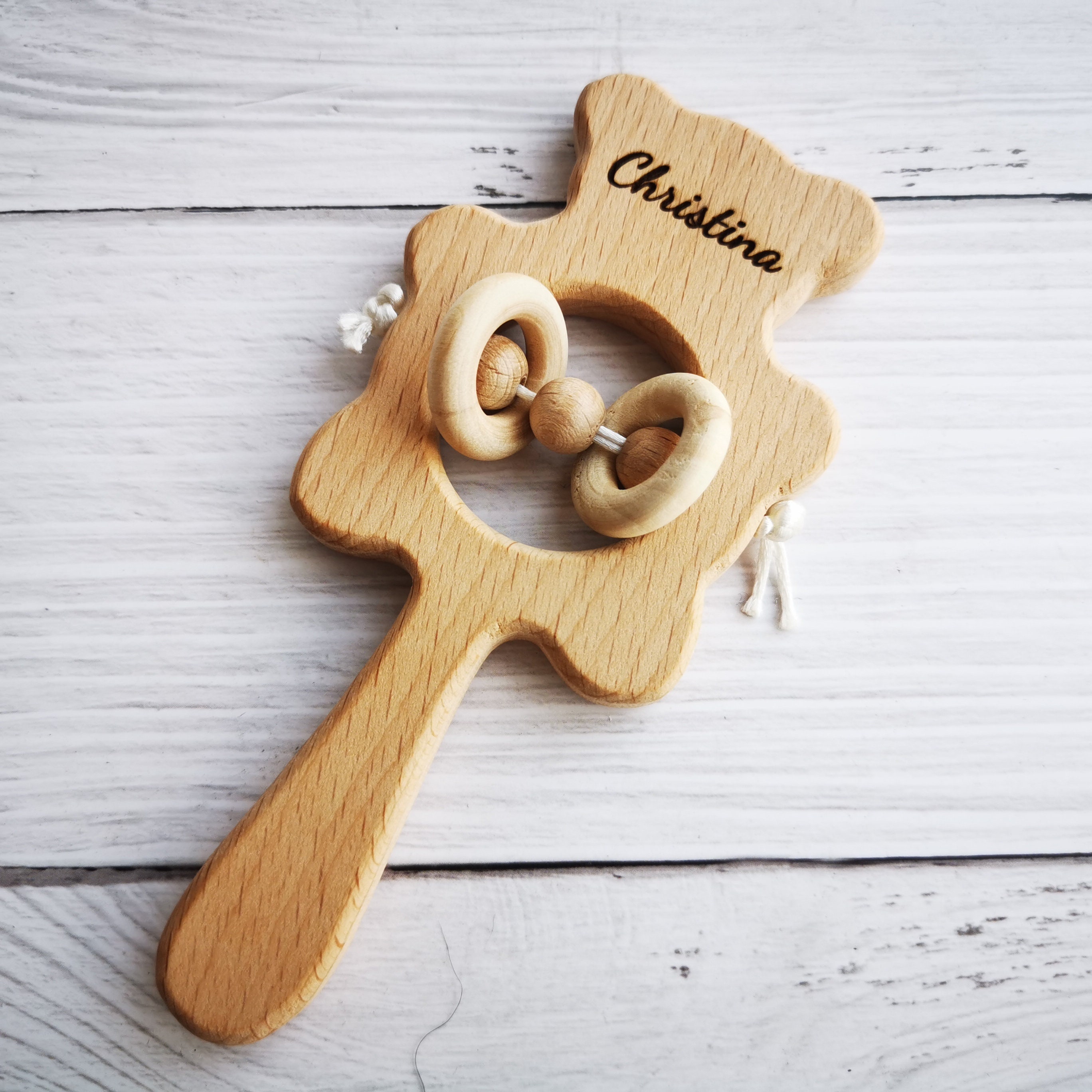 Wooden Rattle Personalised Baby Rattle Toy Baby Keepsake Etsy