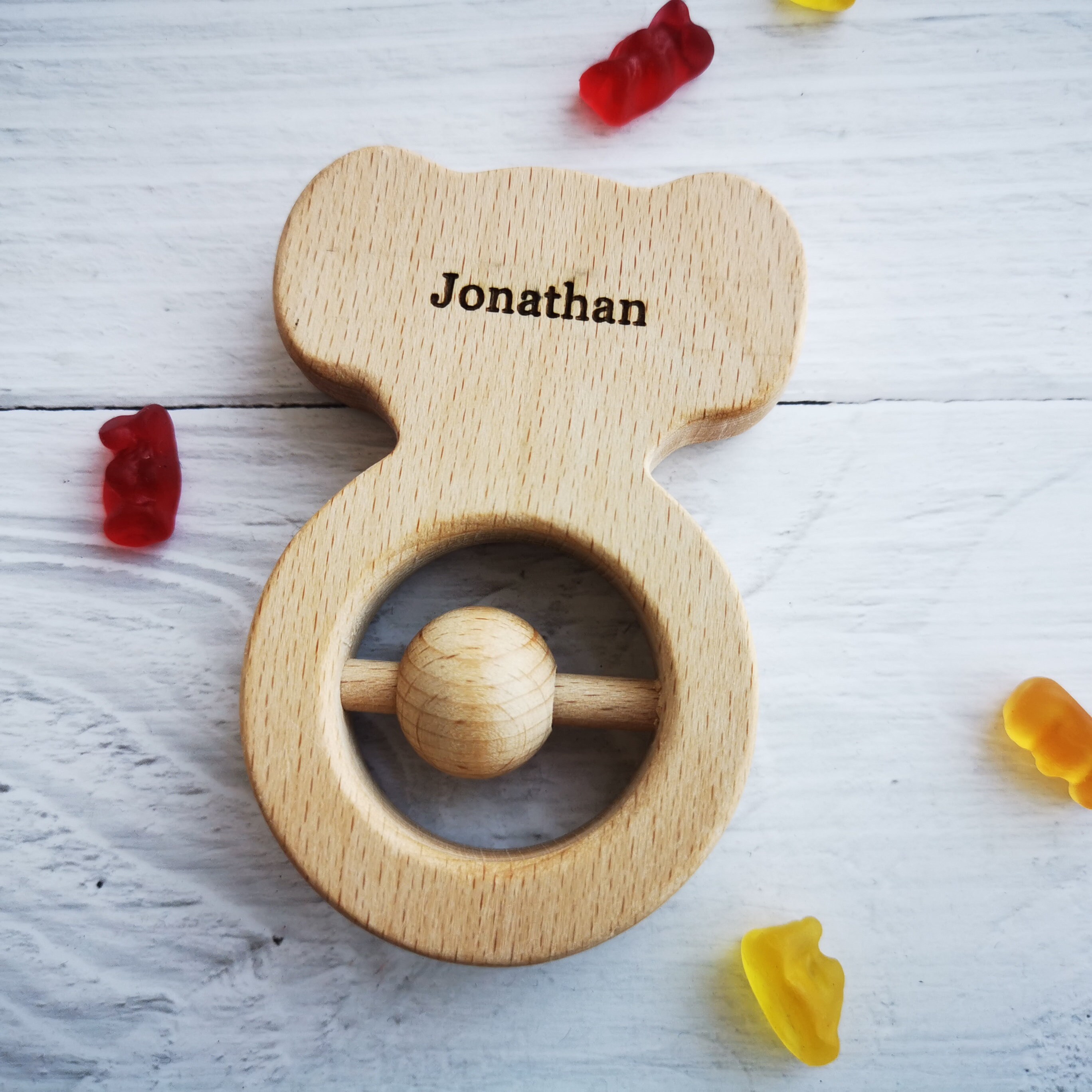 Wooden Rattle Personalised Baby Rattle Toy Baby Keepsake Etsy