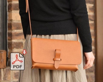 Leather Crossbody Purse, Cross Body Bag, Simple bag, Shoulder Bag PDF Pattern DIY Valentine's day gift Mother's day gift