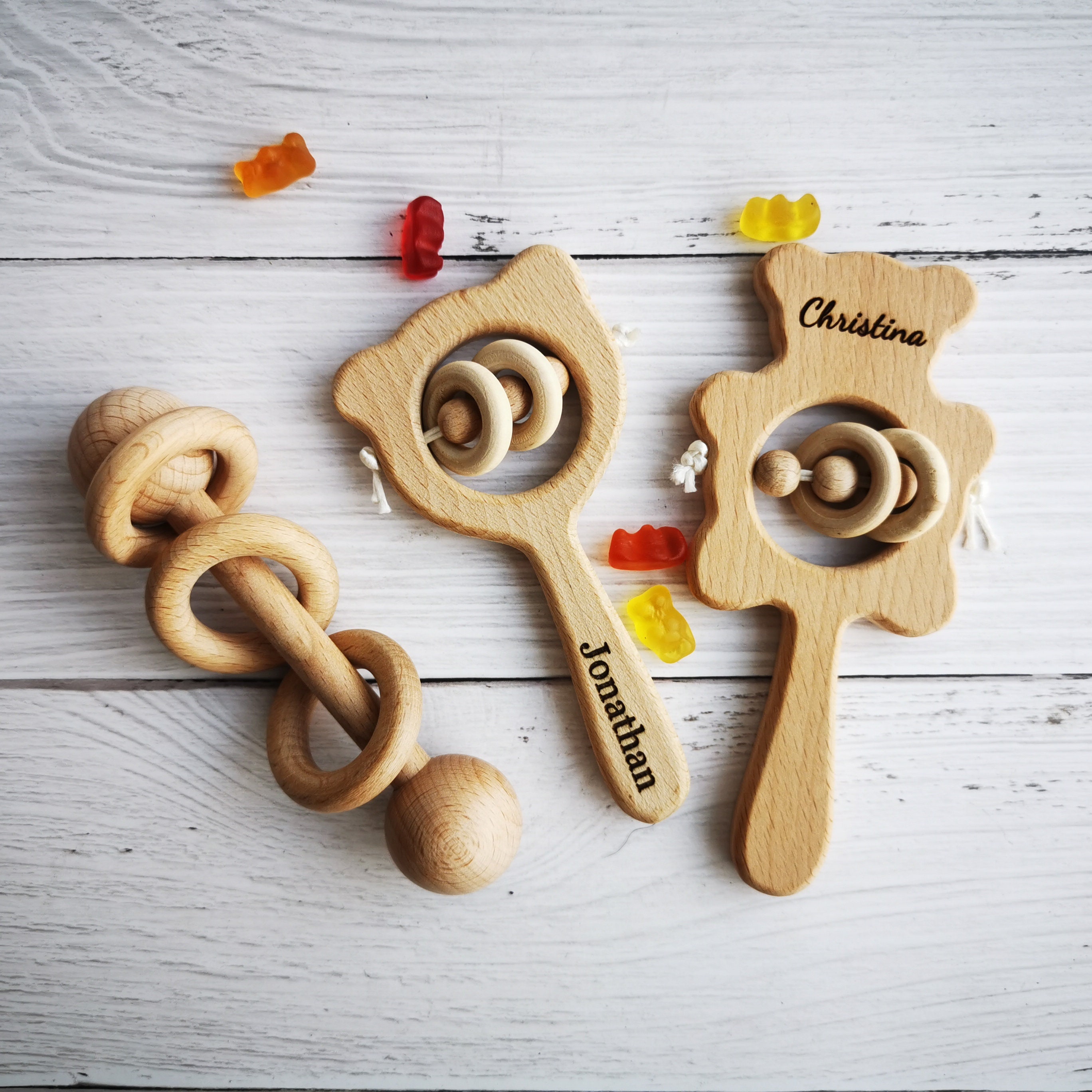 Wooden Rattle Personalised Baby Rattle Toy Baby Keepsake Etsy