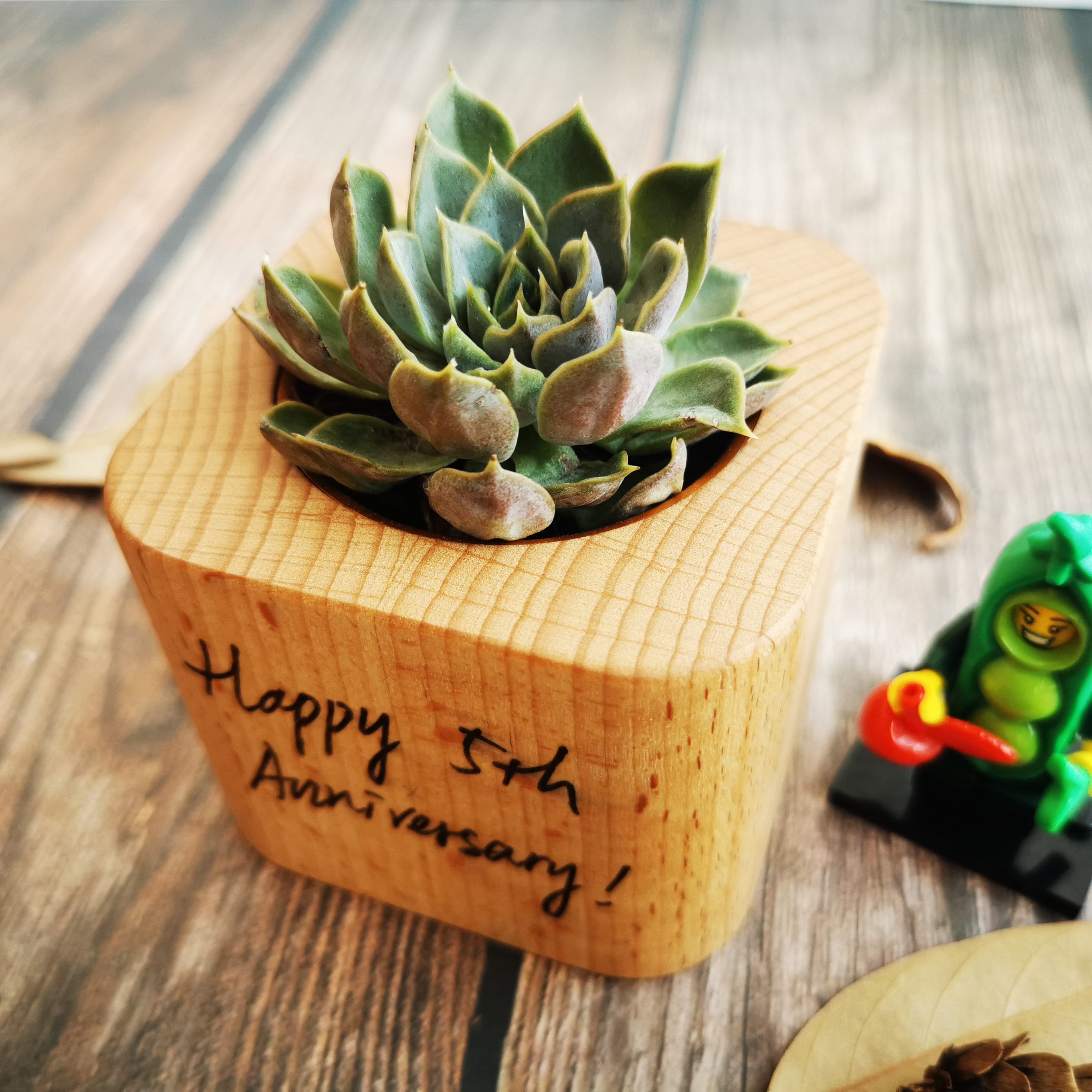 Personalized Wood Plant Pot Engraved Photo Custom Wood Personalized Wood Plant Pot Engraved Photo Custom Wood