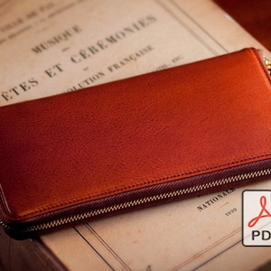 Cartera larga de cuero con cremallera Patrón PDF + Instrucciones en video DIY Regalo del día de San Valentín Regalo del día de la madre