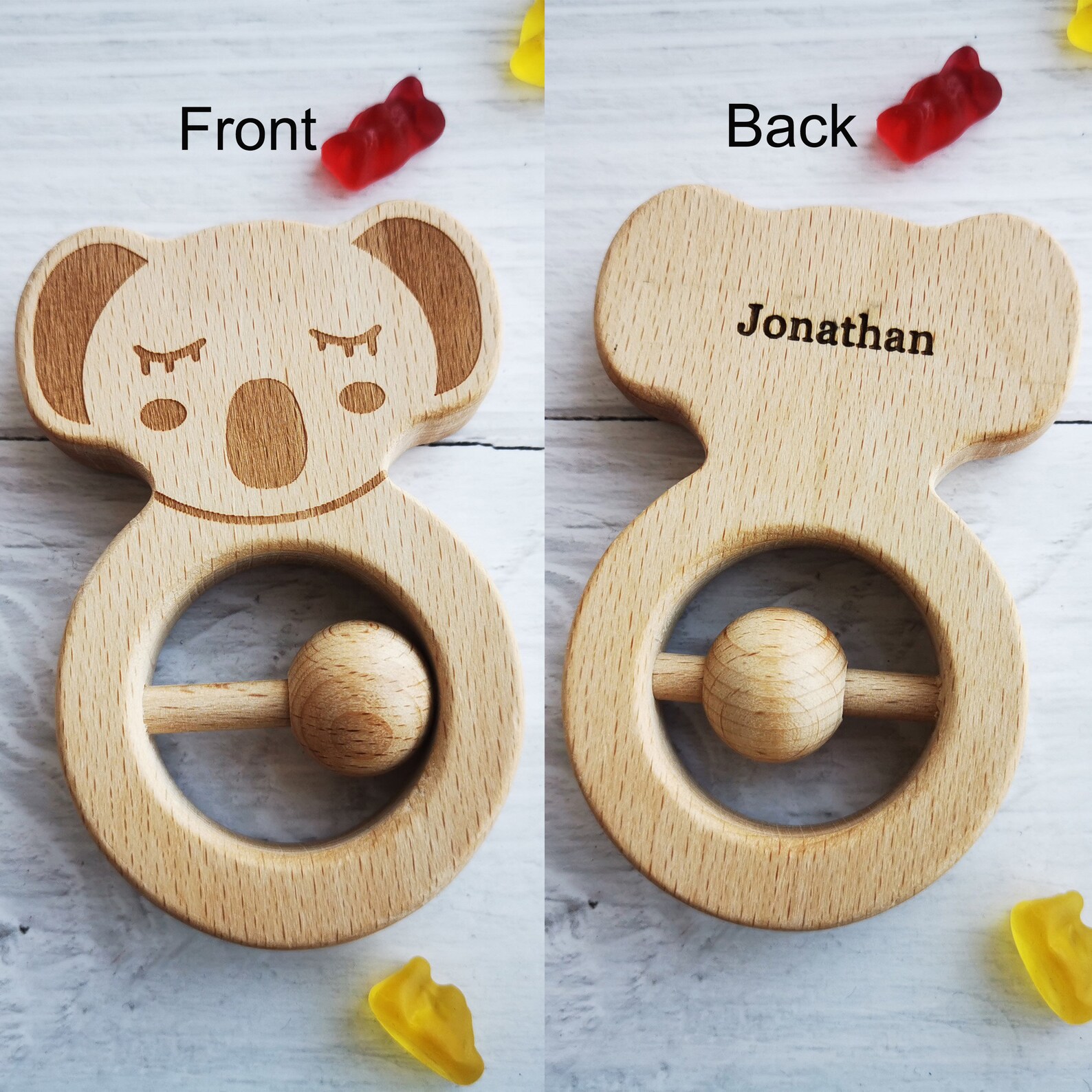 Wooden Rattle Personalised Baby Rattle Toy Baby Keepsake Etsy
