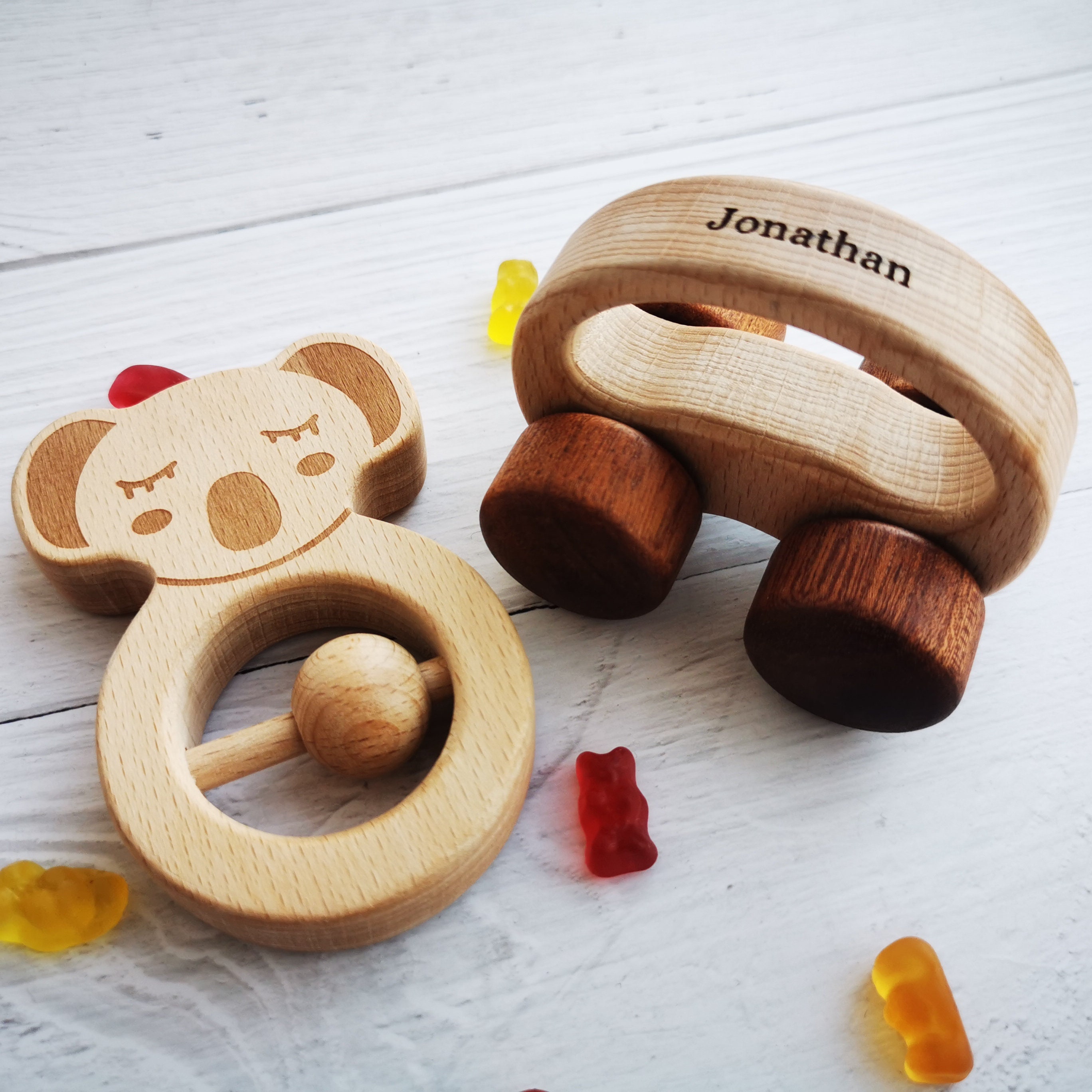 Wooden Rattle Personalised Baby Rattle Toy Baby Keepsake Etsy