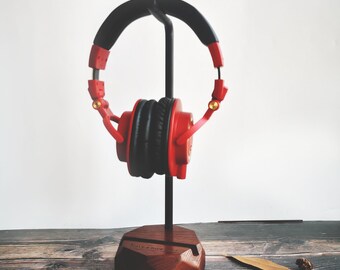 Personalised Wood Headphone stand, Wooden and Metal Headphones holder, Gift For Him, boyfriend gift, Home office, Game gift, Valentines gift