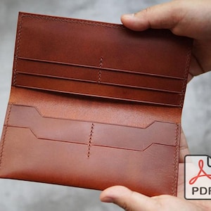 Leather Long Bifold Wallet PDF Pattern DIY Valentine&#39;s day gift  Mother&#39;s day gift