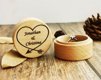 Caixa de anel de madeira personalizada, caixa de anel de casamento, caixa de anel de noivado, decoração de casamento, suporte de anel, presente de casamento, caixa de anel de proposta, portador de anel