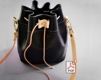 Leather Bucket Bag Shoulder Bag PDF Pattern (with simple photo instruction) DIY Valentine's day gift Mother's day gift