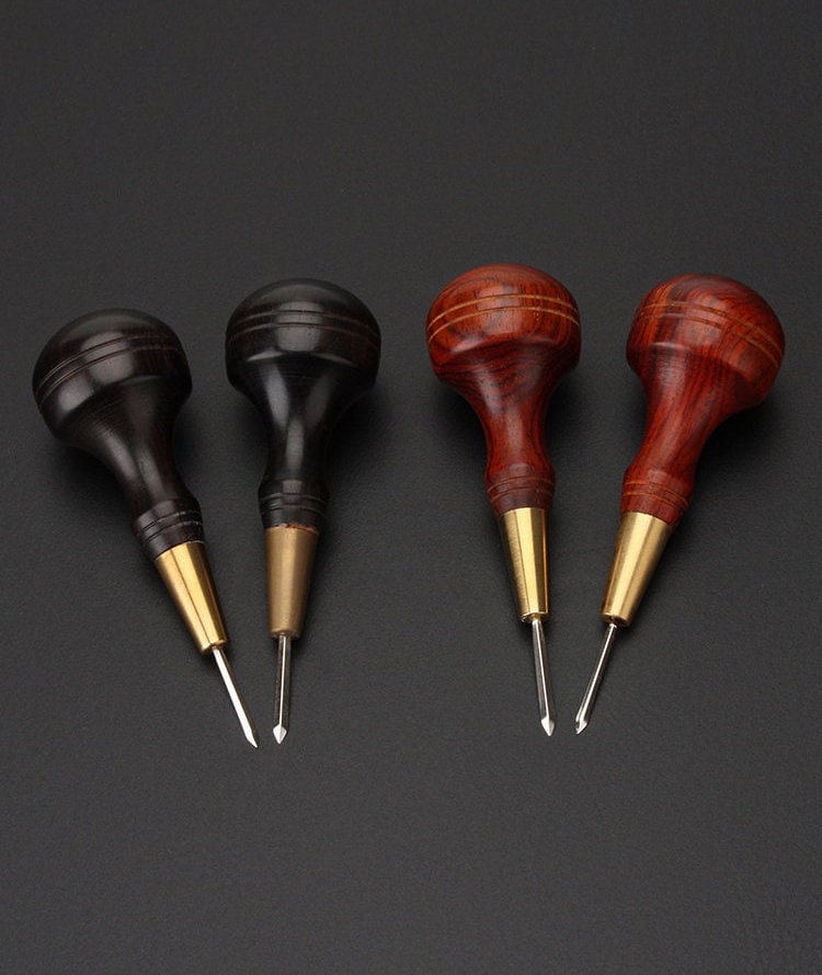 Solid Wooden Handle Awl / Leather Awl Tool Craft Sewing Punching/ Hole  Maker Stitching Overstitch / Wood Leather Tools Supplies LT022 