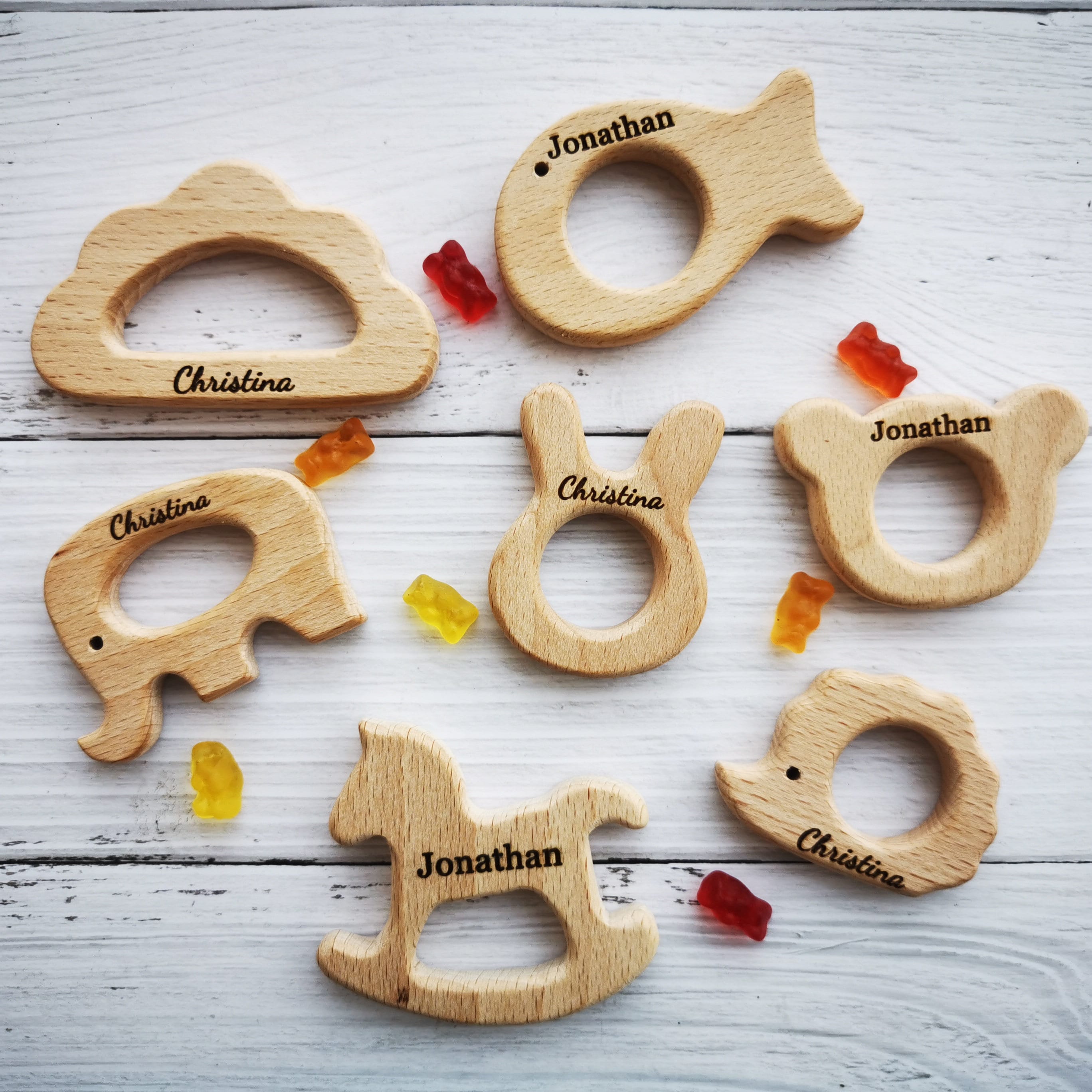 Personalized Wooden Teether with NameTeether Ring AnimalEco Etsy