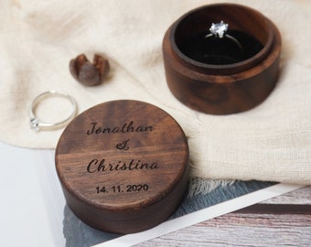 Caixa de anel de madeira personalizada, caixa de anel de casamento, caixa de anel de noivado, decoração de casamento, suporte de anel, presente de casamento, portador de anel, presente de dia dos namorados