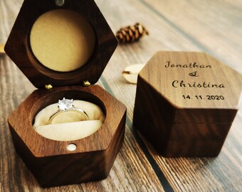 Caixa de anel de madeira personalizada, caixa de anel de casamento, caixa de anel de noivado, decoração de casamento, suporte de anel, caixa de anel de proposta, portador de anel, presente de dia dos namorados