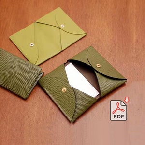 Porta biglietti da visita in pelle, modello PDF fai da te, regalo per San Valentino, regalo per la festa della mamma
