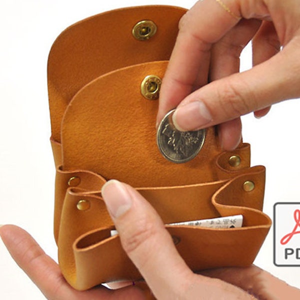 Leather No Sewing Rivet Coin Bag, Riveted Wallet PDF Pattern DIY Valentine's day gift Mother's day gift