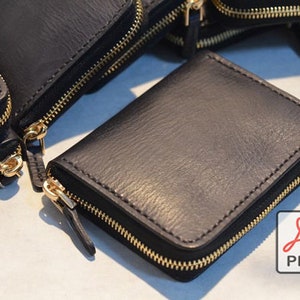 Cartera de cuero con cremallera Patrón PDF + Instrucción fotográfica DIY Regalo del día de San Valentín Regalo del día de la madre
