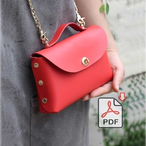 Leather  Crossbody Bag No Sewing Rivet Handbag PDF Pattern DIY Valentine's day gift Mother's day gift