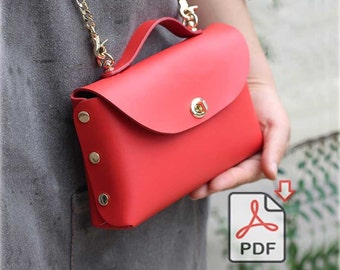 Leather  Crossbody Bag No Sewing Rivet Handbag PDF Pattern DIY Valentine's day gift Mother's day gift