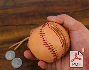 Leather Coin Case Bag, Coin Bag Purse, Erphone Case. Earphone holder, Baseball PDF Pattern DIY Mother's day gift