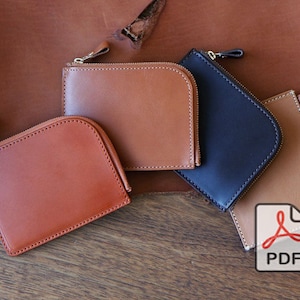 Cartera de cuero con cremallera delgada Patrón PDF DIY Regalo del día de San Valentín Regalo del día de la madre