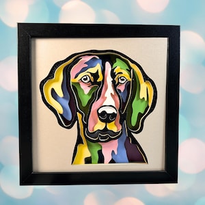 Dog Shadowbox Art Paper Layered Decoration Wall Display Handcrafted Animal Portrait Custom Pet Keepsake Lover Gift Idea Dimensional Artwork