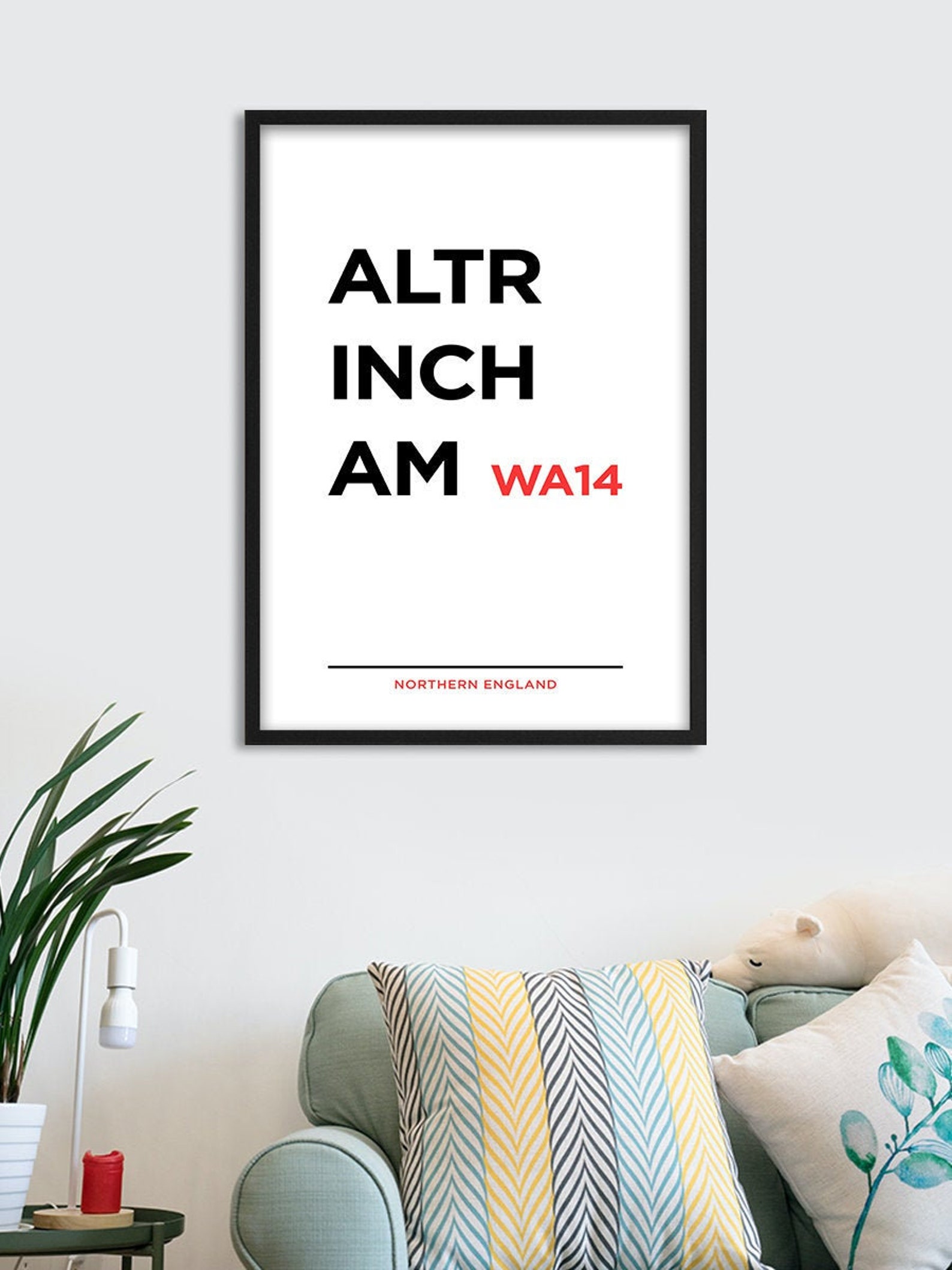 Altrincham Postcode Print Northern Manchester Print City Etsy UK