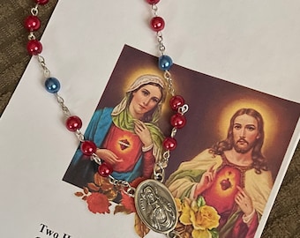 Two Hearts Chaplet Custom, Sacred Heart of Jesus, Immaculate Heart of Mary, Adorable Hearts, Custom design, Catholic gift