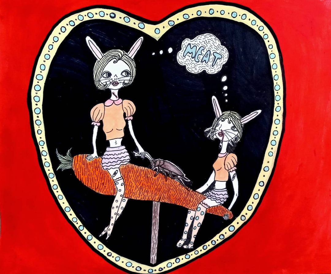 Meat Rabbits Creepy Cute Print - Etsy