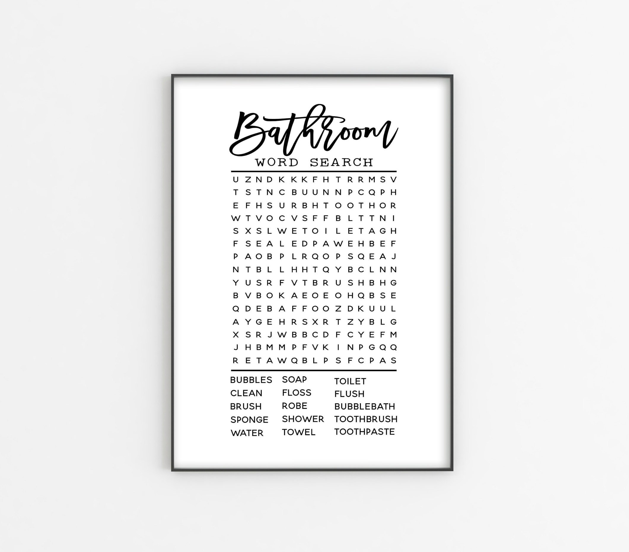 Bathroom Restroom Wordsearch Print. Available in A4 and A3. | Etsy UK