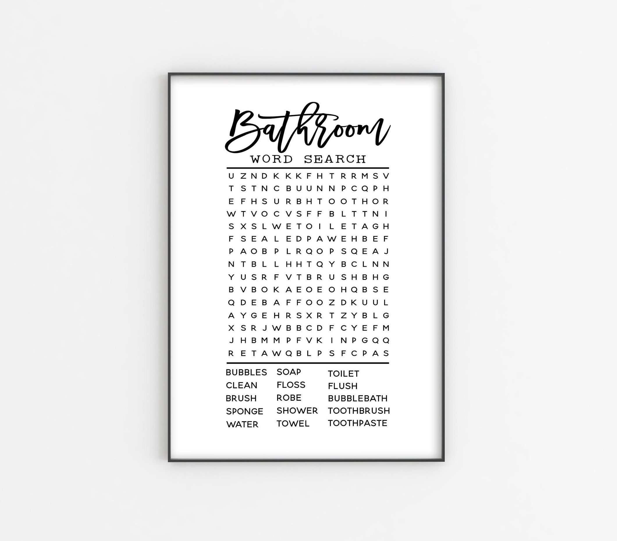 Bathroom Restroom Wordsearch Print. Available in A4 and A3. | Etsy UK