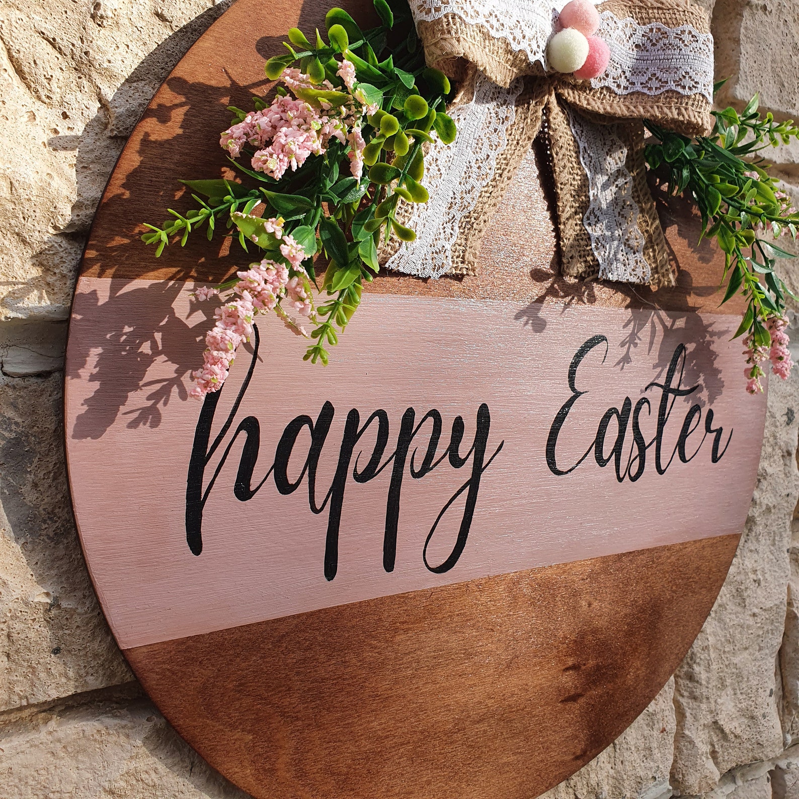 Happy Easter Door Hanger 12 Easter Wreath Round Door Etsy UK
