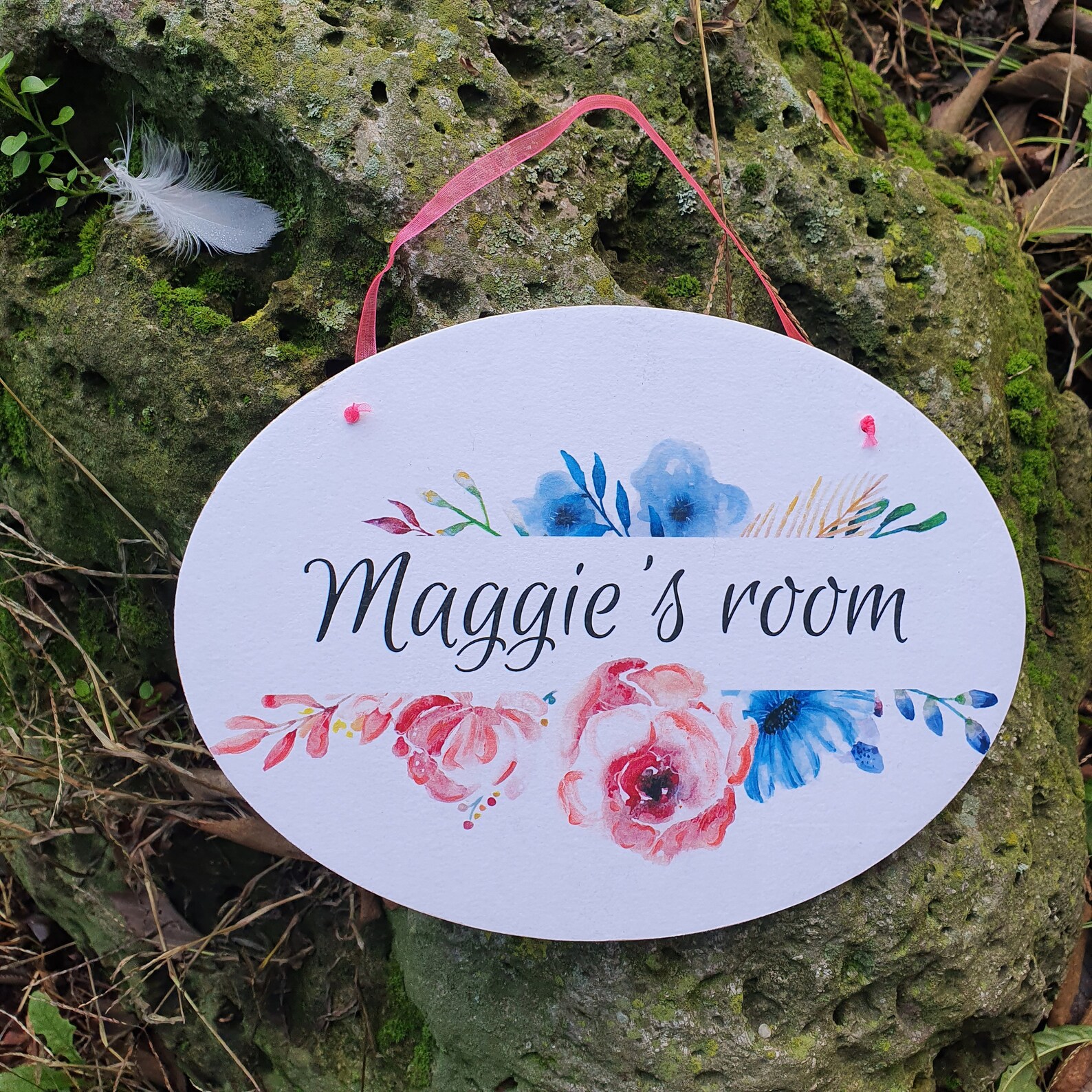 Floral Door Plaque Personalized Wooden Sign Etsy