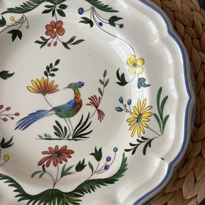 Set med 6 vintage Gien France Oiseaux de Paradis tallrikar 3 djupa sopptallrikar 25 cm 3 platta middagstallrikar 23 cm fransk fajans fågelporslin