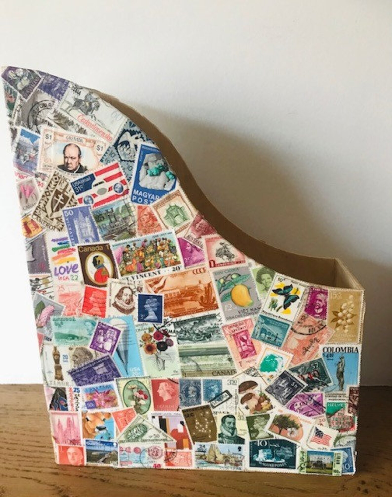 Decoupage Magazine File in Genuine World Postage Stamps Etsy