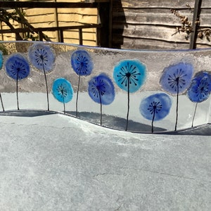 Vague de fleurs en verre fondu - Nuances de bleu