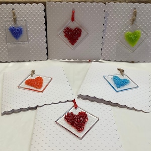 Colourful Fused Glass Heart Forever Cards